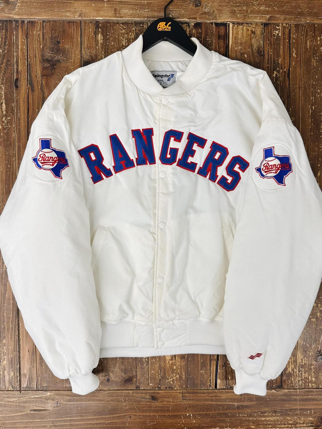 Texas Rangers Vintage 90s Swingster Bomber Jacket White ABC Vintage 