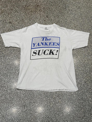 The Yankees Sucks Vintage 90s Faded White ABC Vintage 