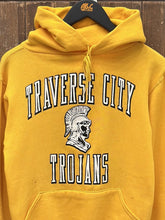 Load image into Gallery viewer, Traverse City Trojans Vintage 70s Russell Hoodie Yellow ABC Vintage 