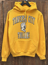 Load image into Gallery viewer, Traverse City Trojans Vintage 70s Russell Hoodie Yellow ABC Vintage 