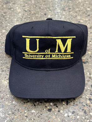 U of M Vintage 90s Michigan Bar Logo Snapback Navy ABC Vintage 