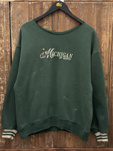 Load image into Gallery viewer, Up North Michigan Vintage 90s Cut Neck Sweatshirt Faded Green ABC Vintage 