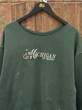 Load image into Gallery viewer, Up North Michigan Vintage 90s Cut Neck Sweatshirt Faded Green ABC Vintage 