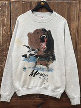 Load image into Gallery viewer, Up North Michigan Vintage 90s Fruit of The Loom Crewneck Faded Grey ABC Vintage 