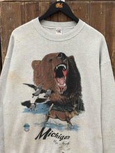 Load image into Gallery viewer, Up North Michigan Vintage 90s Fruit of The Loom Crewneck Faded Grey ABC Vintage 