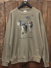 Load image into Gallery viewer, Up North Michigan Vintage 90s Wolves Crewneck Faded Green ABC Vintage 