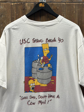 USC Trojans Vintage 1990 Bart Simpson Spring Break Faded Cream ABC Vintage 