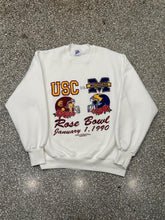 Load image into Gallery viewer, USC vs Michigan Wolverines Vintage 1990 Rose Bowl Crewneck White ABC Vintage 