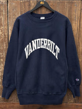Load image into Gallery viewer, Vanderbilt Vintage 90s Champion Reverse Weave Crewneck Navy ABC Vintage 