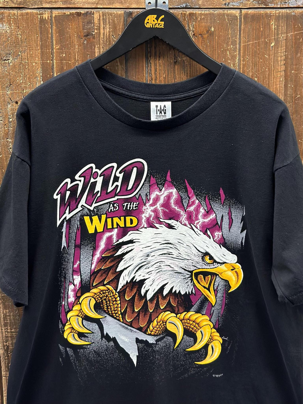 Wild As The Wind Vintage 90s Eagle Tee Black ABC Vintage 