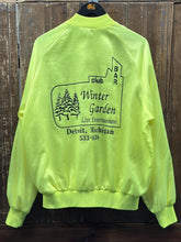 Load image into Gallery viewer, Winter Garden Detroit Michigan Vintage 90s Satin Bomber Jacket Neon ABC Vintage 