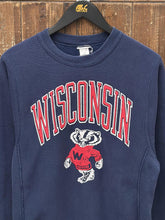 Load image into Gallery viewer, Wisconsin Vintage 80s Crewneck Faded Navy ABC Vintage 