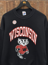Load image into Gallery viewer, Wisconsin Vintage 80s Jerzees Super Sweats Crewneck Black ABC Vintage 