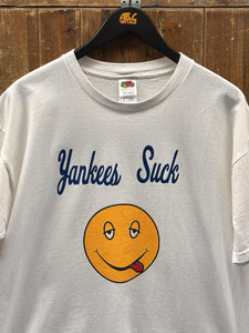 Yankees Suck Vintage 90s Emoji Tee White ABC Vintage 