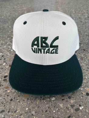 ABC Vintage 90s New Era Tow Tone Snapback (Cream/Pine Green Logo/Pine Green Brim) ABC Vintage 