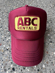 ABC Vintage ABC Rentals Vintage Patch Trucker Hat (Maroon) ABC Vintage 