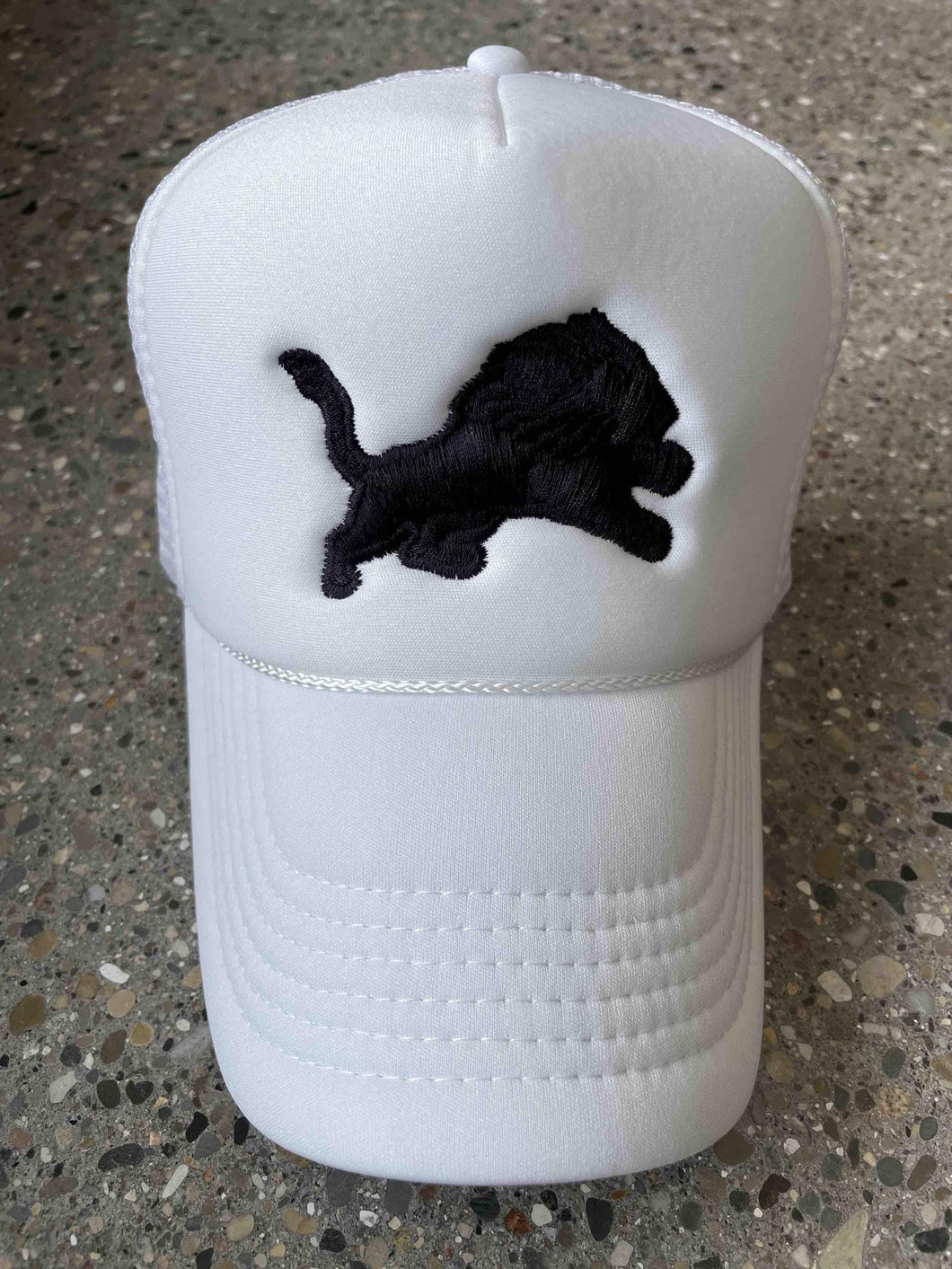 ABC Vintage Black 3D Embroidered Lion Trucker Hat (White) ABC Vintage 