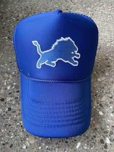 ABC Vintage Detroit Lions Vintage Lion Patch Trucker Hat (Royal Blue) ABC Vintage 