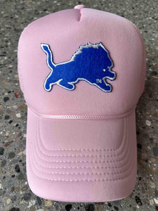 ABC Vintage Detroit Lions Vintage Mohair Patch Trucker Hat (Bubble Gum Pink) ABC Vintage 