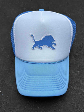 ABC Vintage Detroit Lions Vintage OG Lion Patch Trucker Hat (White/Icy Blue) ABC Vintage 