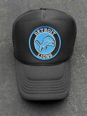 ABC Vintage Detroit Lions Vintage OG Lion Round Patch Trucker Hat (Black) ABC Vintage 