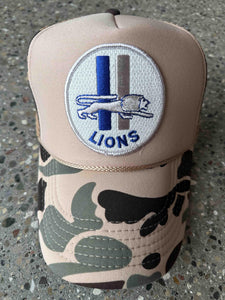 ABC Vintage Detroit Lions Vintage Round Patch Trucker Hat (Desert Camo) ABC Vintage 