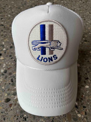 ABC Vintage Detroit Lions Vintage Round Patch Trucker Hat (White) ABC Vintage 