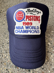 ABC Vintage Detroit Pistons 1989 World Champions Vintage Patch Trucker Hat ABC Vintage 