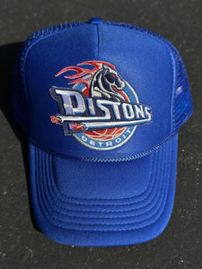 ABC Vintage Detroit Pistons Vintage Giant Horse Patch Trucker Hat (Royal Blue) ABC Vintage 