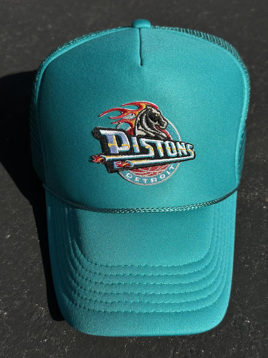 ABC Vintage Detroit Pistons Vintage OG Horse Logo Trucker Hat (Dark Teal) ABC Vintage 