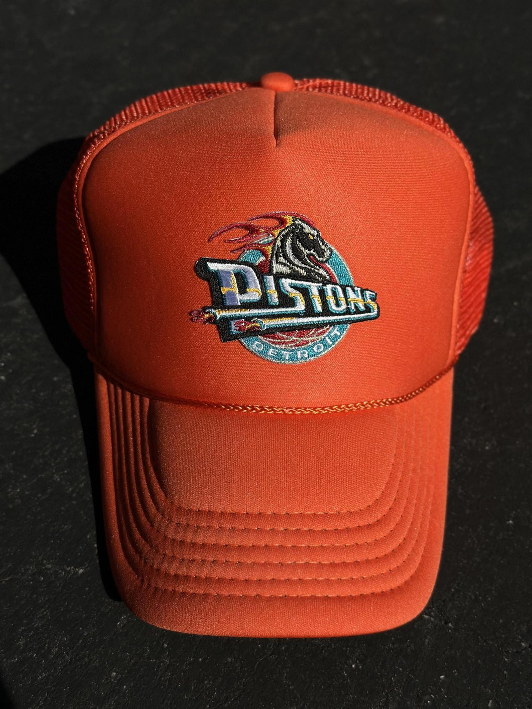 ABC Vintage Detroit Pistons Vintage OG Horse Logo Trucker Hat (Orange) ABC Vintage 