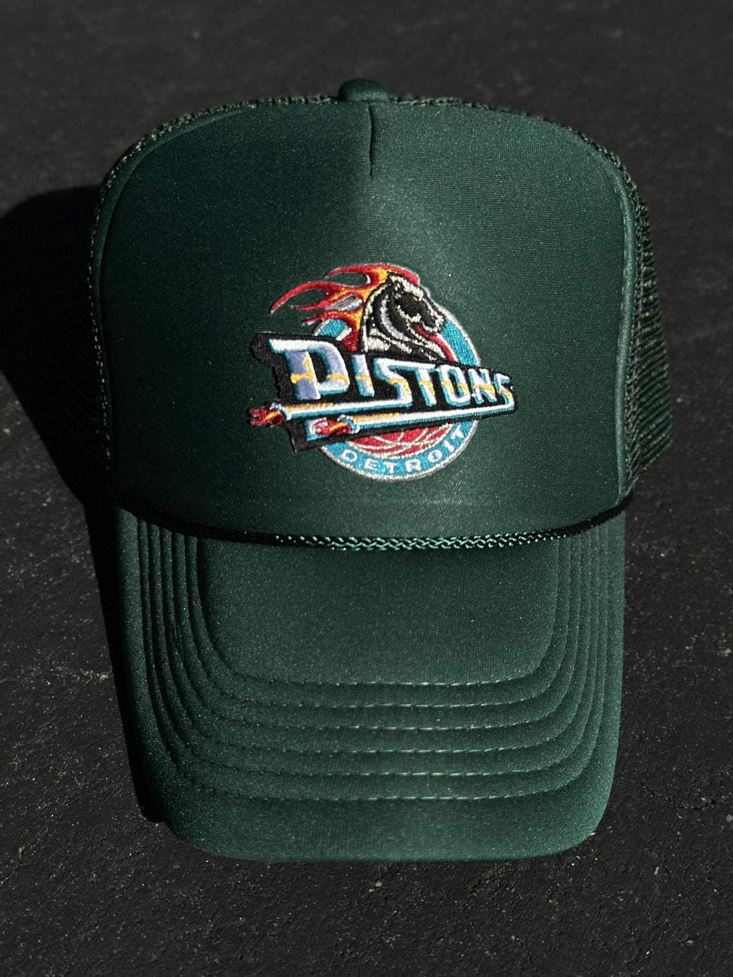 ABC Vintage Detroit Pistons Vintage OG Horse Logo Trucker Hat (Pine Green) ABC Vintage 