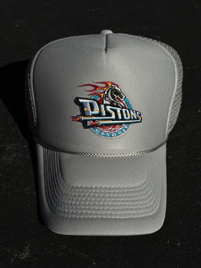 ABC Vintage Detroit Pistons Vintage OG Horse Logo Trucker Hat (Silver Grey) ABC Vintage 