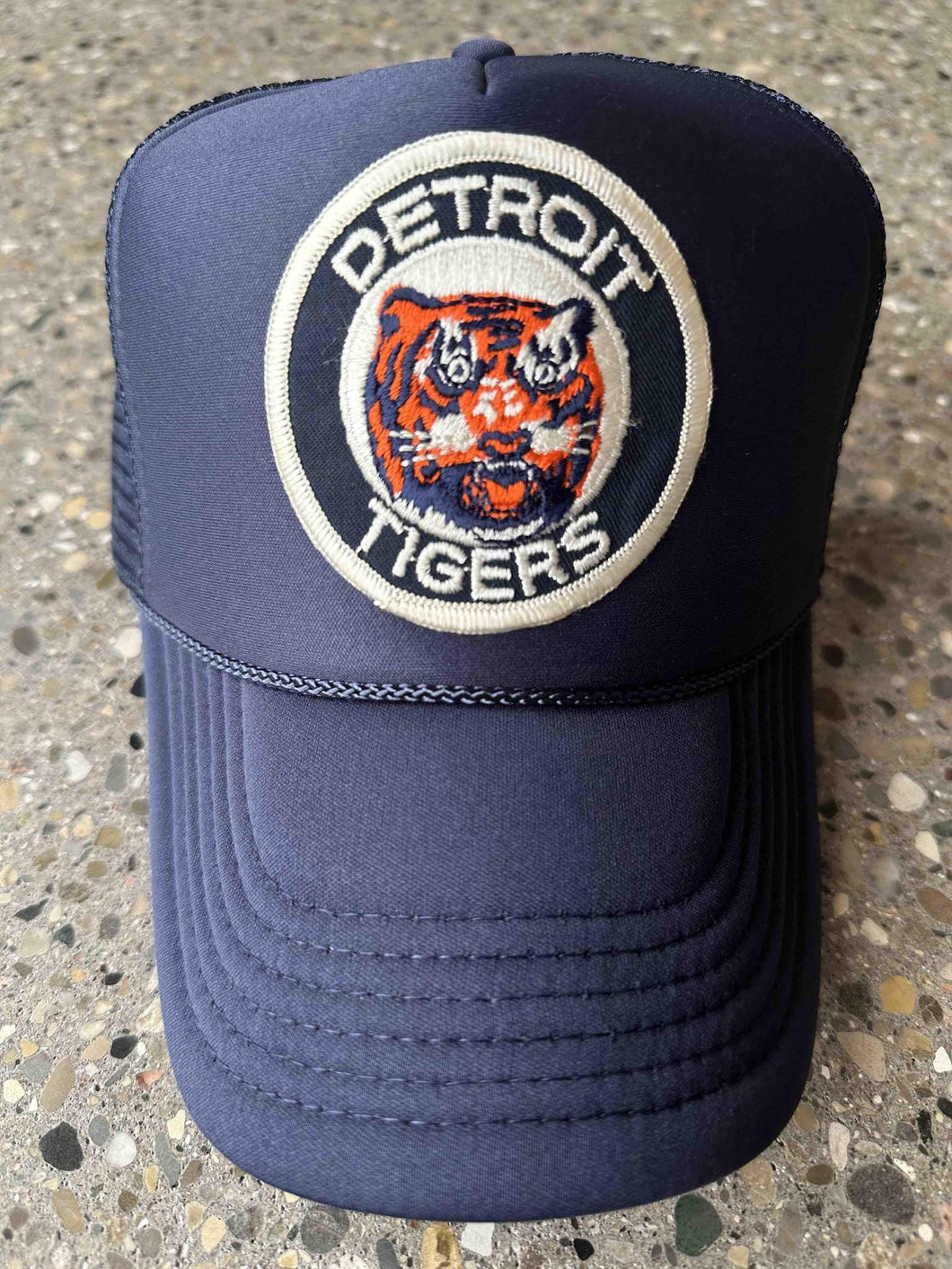 ABC Vintage Detroit Tigers Vintage Round Patch Trucker Hat (Navy) ABC Vintage 