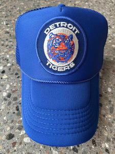 ABC Vintage Detroit Tigers Vintage Round Patch Trucker Hat (Royal) ABC Vintage 