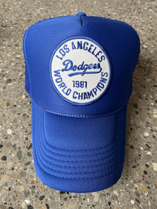 ABC Vintage Los Angeles Dodgers Vintage Round Patch Trucker Hat (Royal Blue) ABC Vintage 