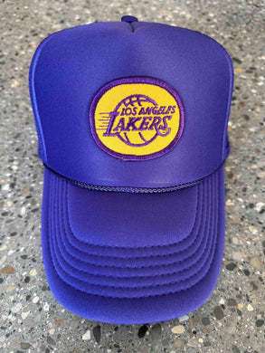 ABC Vintage Los Angeles Lakers Vintage Patch Trucker Hat (Purple) ABC Vintage 