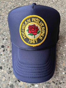 ABC Vintage Michigan Wolverines 1987 Rose Bowl Vintage Patch Trucker Hat (Navy) ABC Vintage 