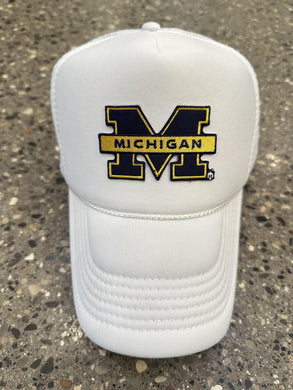 ABC Vintage Michigan Wolverines Vintage Michigan M Patch Trucker Hat (White) ABC Vintage 