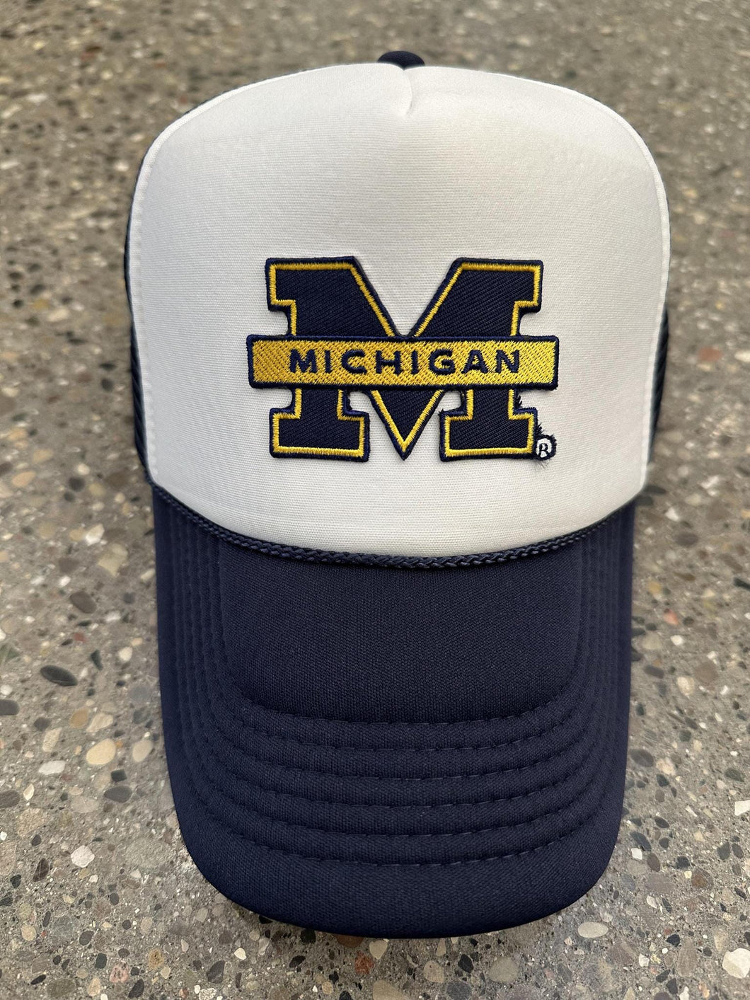 ABC Vintage Michigan Wolverines Vintage Michigan M Patch Trucker Hat (White/Navy) ABC Vintage 