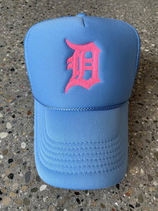 ABC Vintage Old English D Trucker Hat (Neon Pink/Ice Blue) ABC Vintage 
