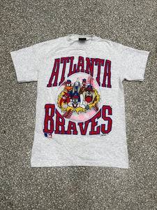 Atlanta Braves Vintage 1991 Looney Tunes Faded Grey ABC Vintage 