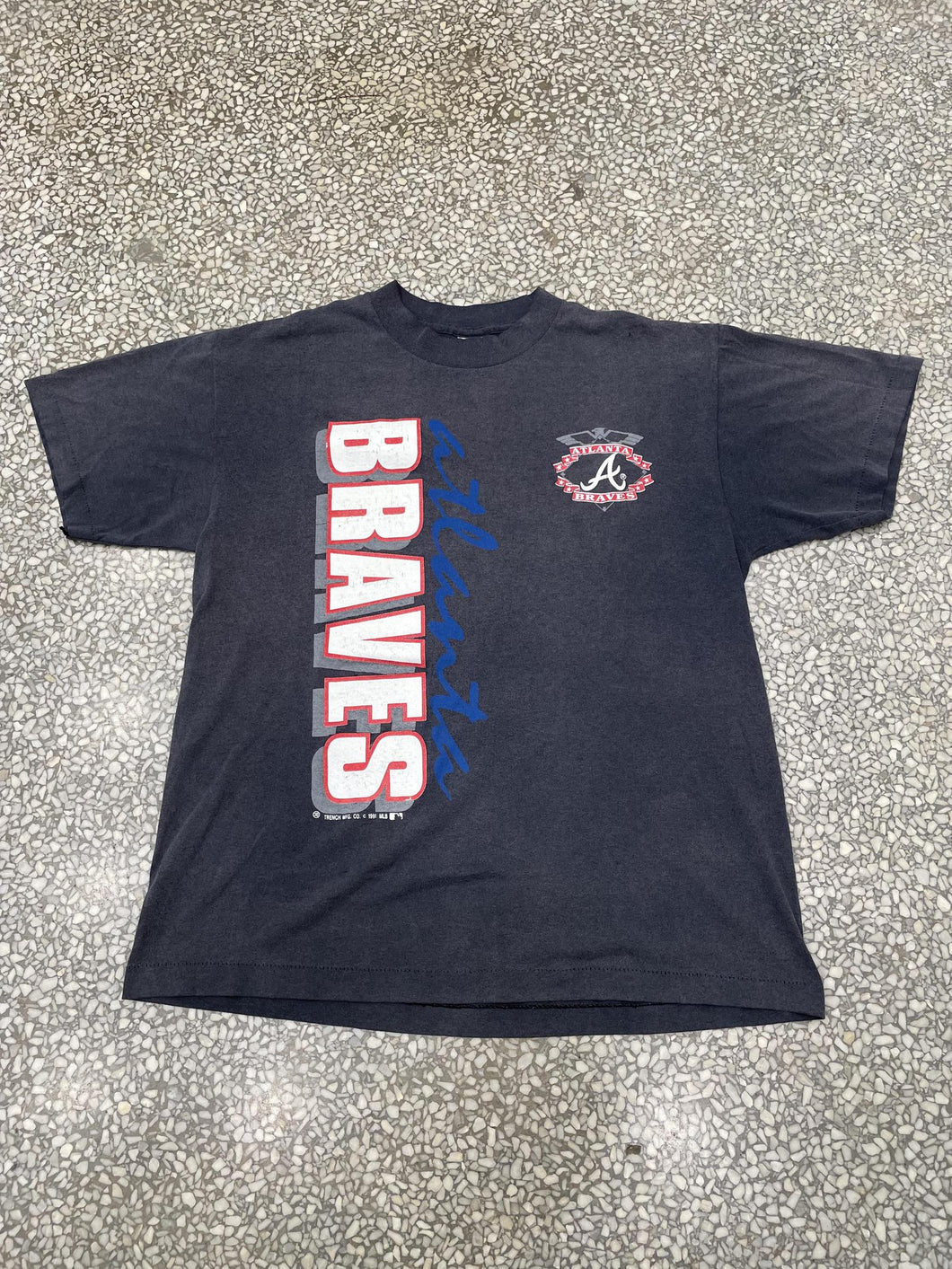Atlanta Braves Vintage 1991 Paper Thin Faded Black ABC Vintage 