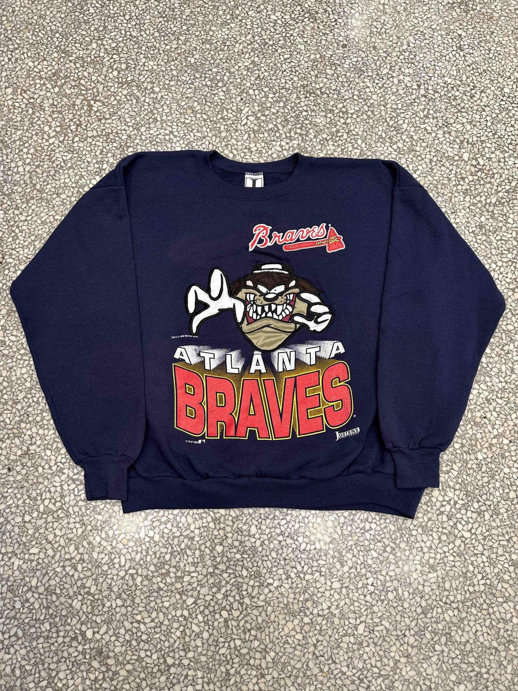 Atlanta Braves Vintage 1993 Embroidered Taz Crewneck Navy ABC Vintage 