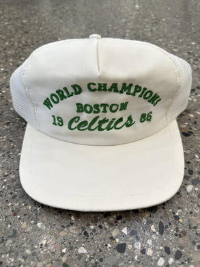 Boston Celtics Vintage 1986 World Champions Trucker Hat White ABC Vintage 