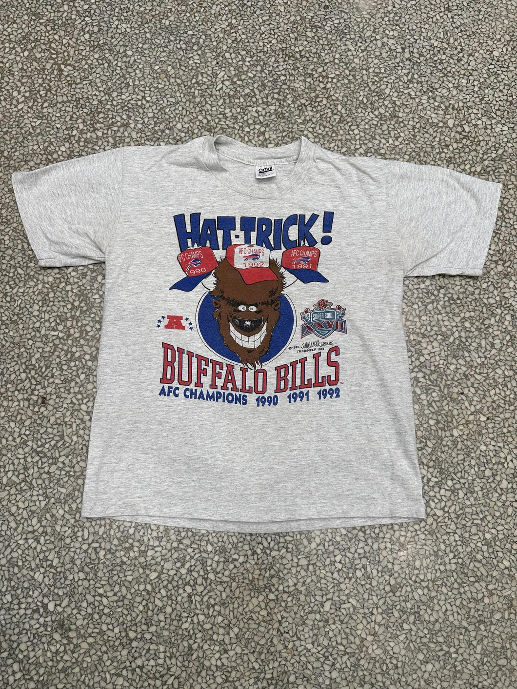 Buffalo Bills Vintage 1992 Hat-Trick AFC Champions Faded Grey ABC Vintage 