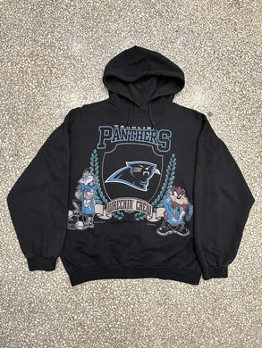 Carolina Panthers Vintage 1993 Bugs Bunny Taz Hoodie Faded Black ABC Vintage 