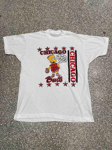 Chicago Bulls Vintage 80s Bart Simpson Paper Thin White ABC Vintage 