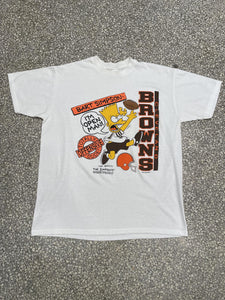 Cleveland Browns Vintage 1990 Bart Simpson I'm Open Man Paper Thin White ABC Vintage 