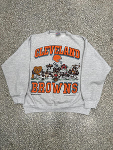 Cleveland Browns Vintage 1992 Looney Tunes Crewneck Grey ABC Vintage 